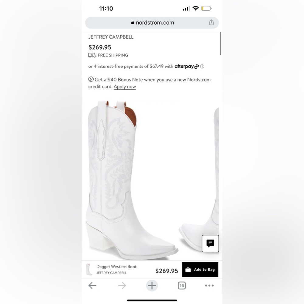 Jeffrey Campbell white cowboy boots size 9